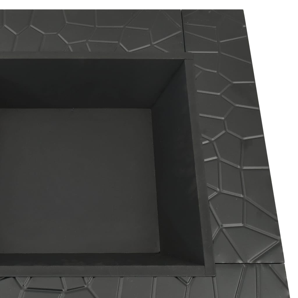 32 Inch Black Steel Square Outdoor Fire Pit F136187
