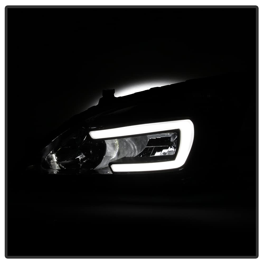 For 2003-2007 Honda Accord Black Housing LED Tube Headlights Assembly Pair Set U97442