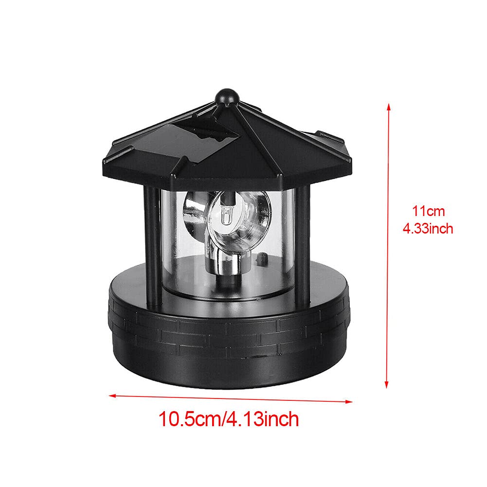 4.33inch LED Solar Powered Lighthouse IP44 Waterproof 360 Degree Rotating Lamp Black K99885