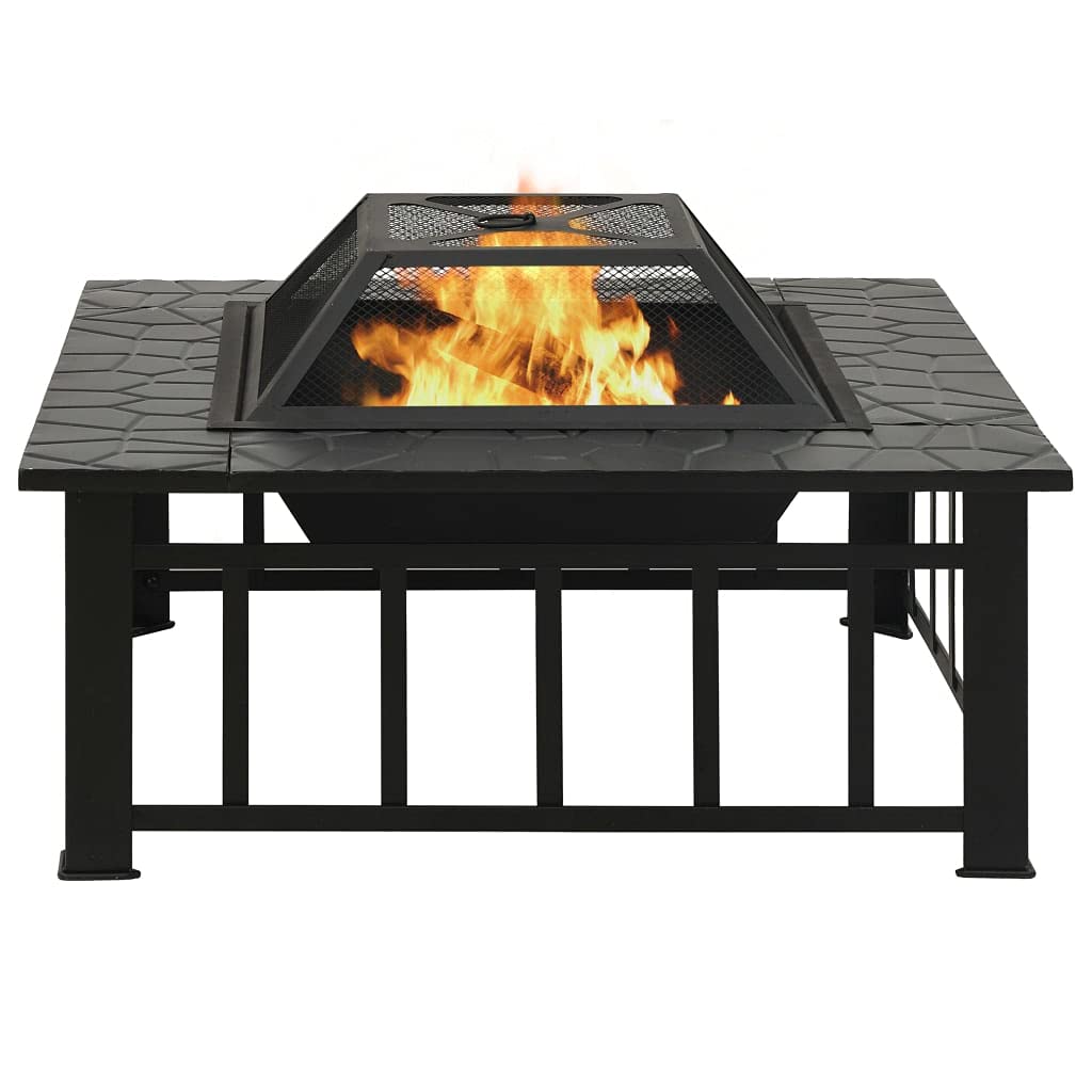 32 Inch Black Steel Square Outdoor Fire Pit F136187