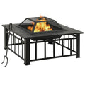 32 Inch Black Steel Square Outdoor Fire Pit F136187