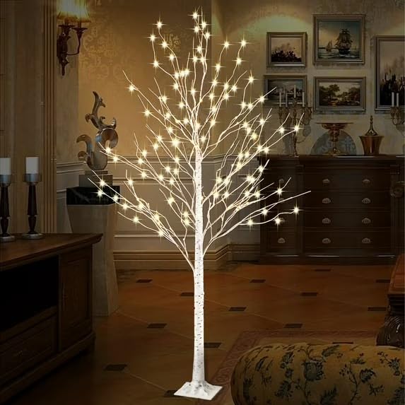 6 Ft Warm White LED Birch Tree Light with Remote Control H7083