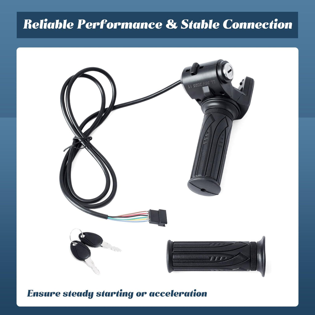 36V E-Scooter Throttle Replacement with Display Light Switch Lock 2 Keys Twist Accelerator Handle Grip 6-Pin Z836131