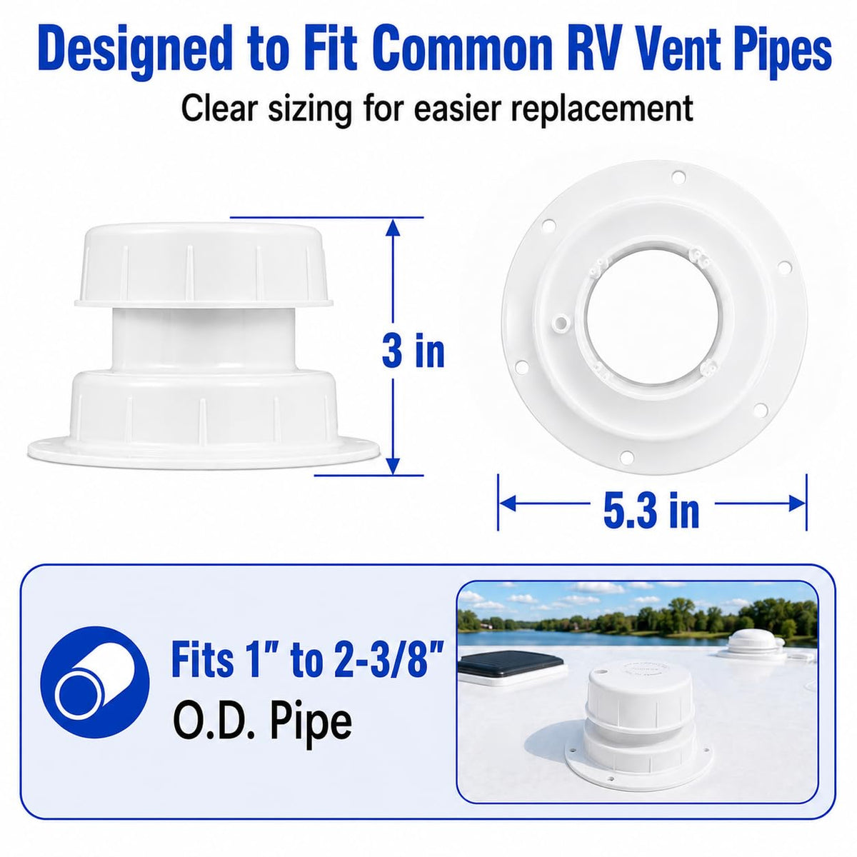 RV Plumbing Vent Caps 1 to 2 3/8" Pipe K7733