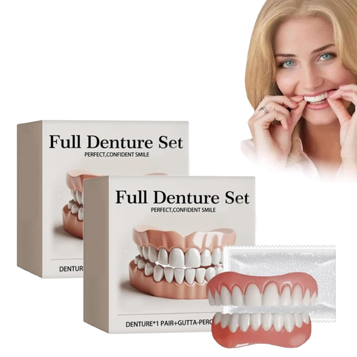 Upper and Lower Silicone Denture Set (2pcs) U66981