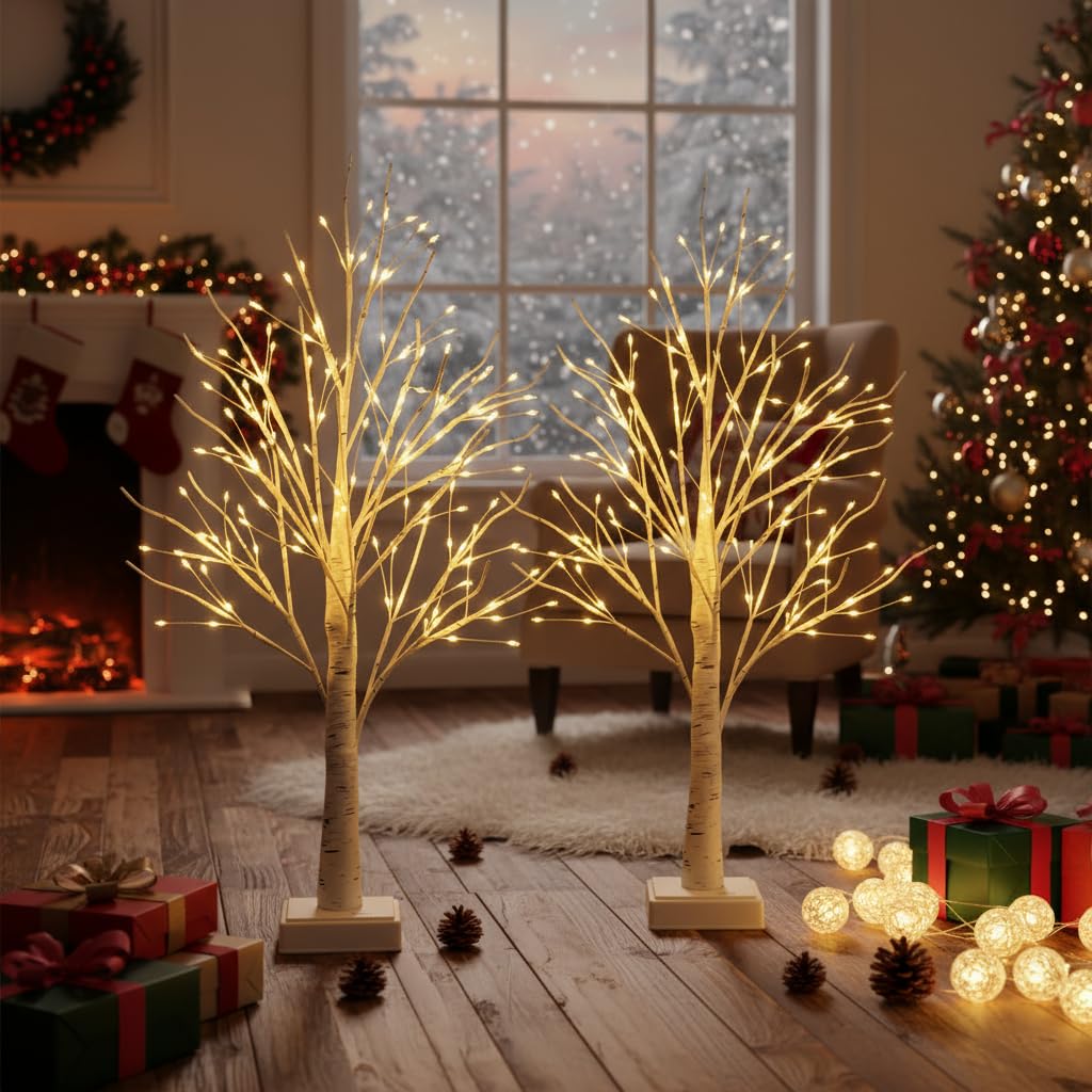 24" 2FT White Birch Tree with 144 LED Lights O611