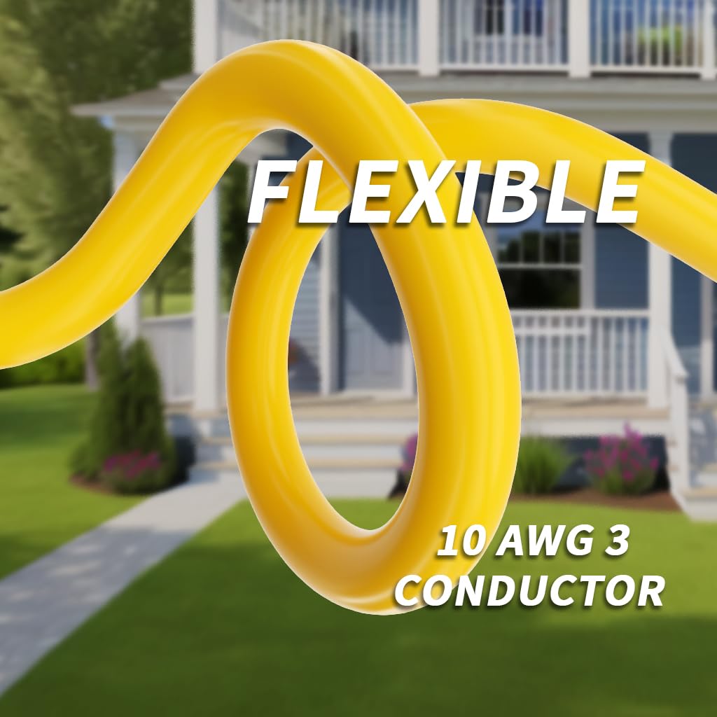 100ft 10 Gauge Waterproof Outdoor Extension Cord Yellow L78059