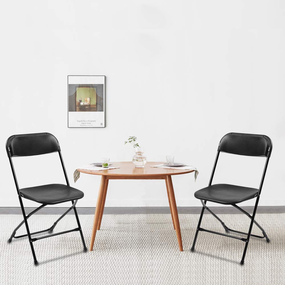 10 Pack Black Stackable Plastic Folding Chairs with Metal Legs A1631