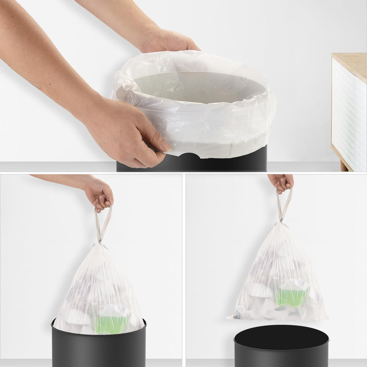 2.6 Gallon 60 Count Clear Drawstring Trash Bags S75509