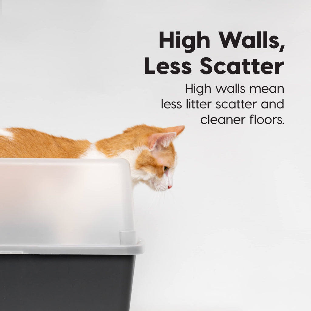 High Sided Cat Litter Box with Scatter Shield, Black A1562