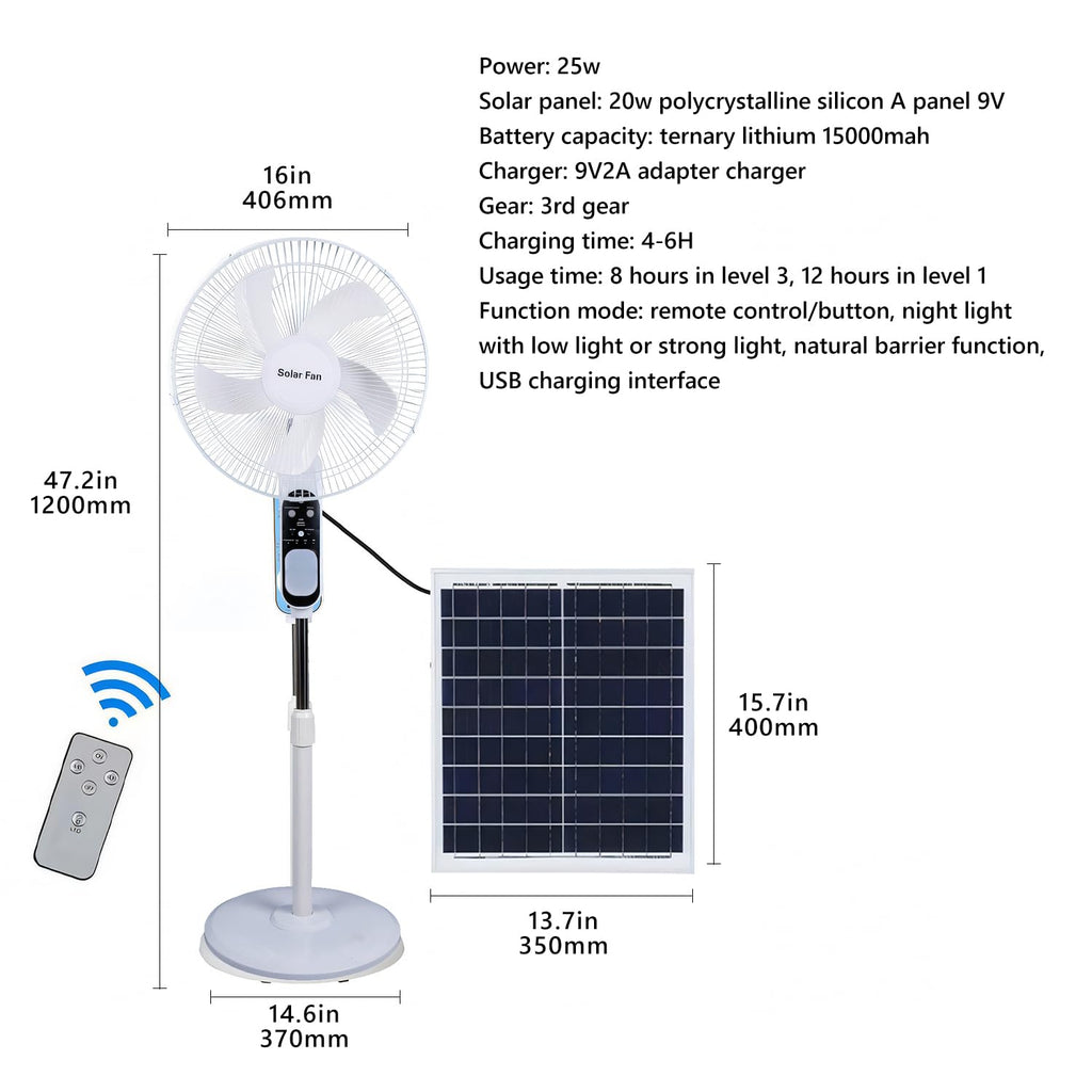 16in Solar Vertical Fan with Remote Control Q396977