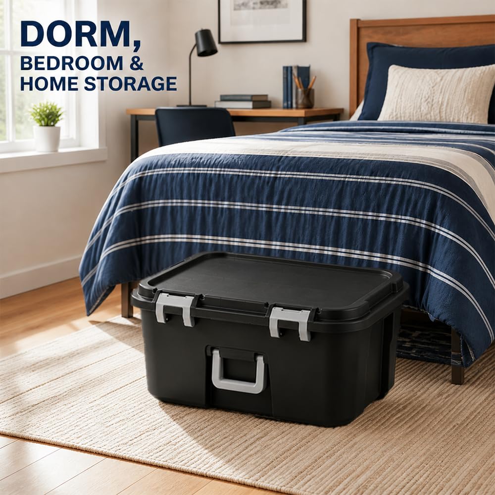 22 Gallon Black Plastic Wheeled Storage Trunk N565