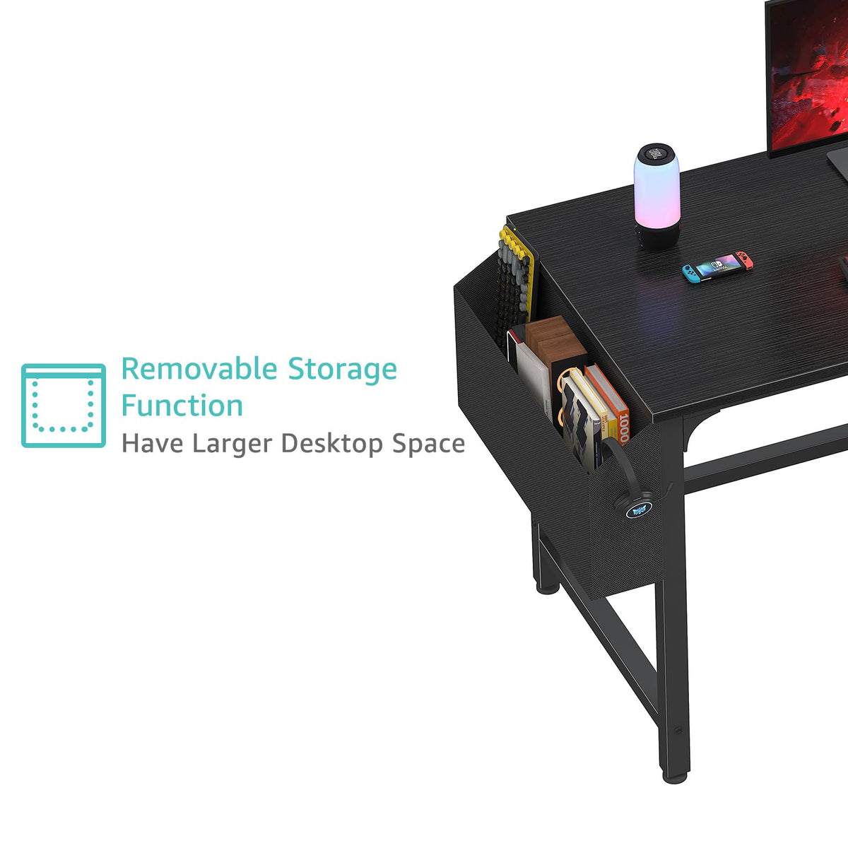 Black 47 Inch Computer Desk with File Drawers Cabinet Z316719