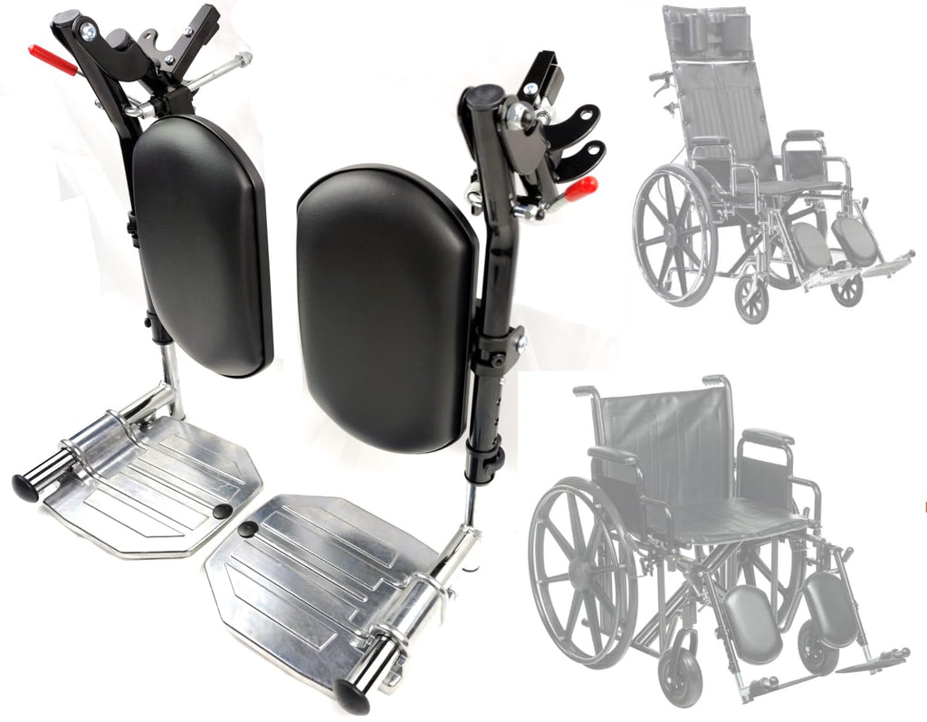 Heavy Duty Wheelchair Elevating Leg Rest with Calf Pad, Black B2682
