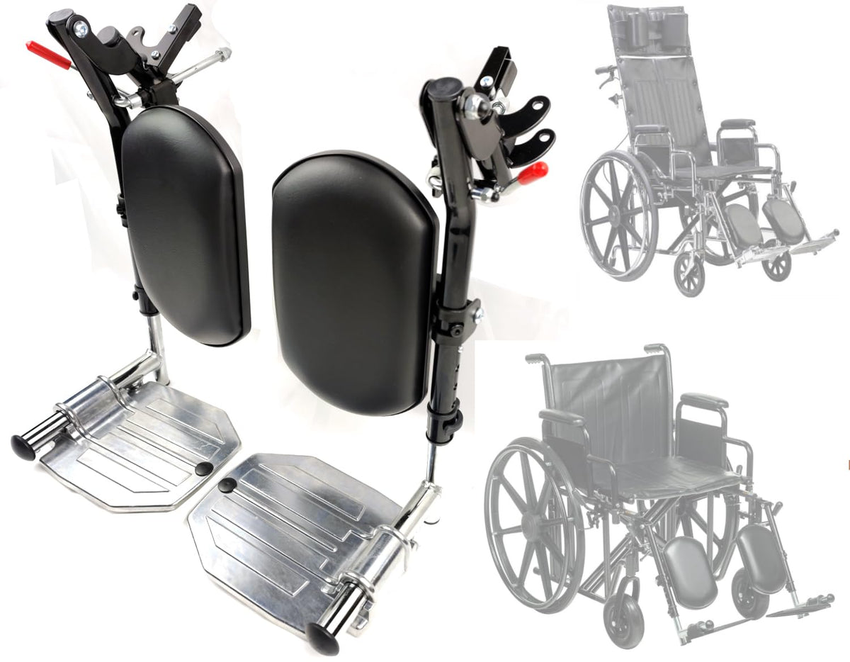 Heavy Duty Wheelchair Elevating Leg Rest with Calf Pad, Black B2682
