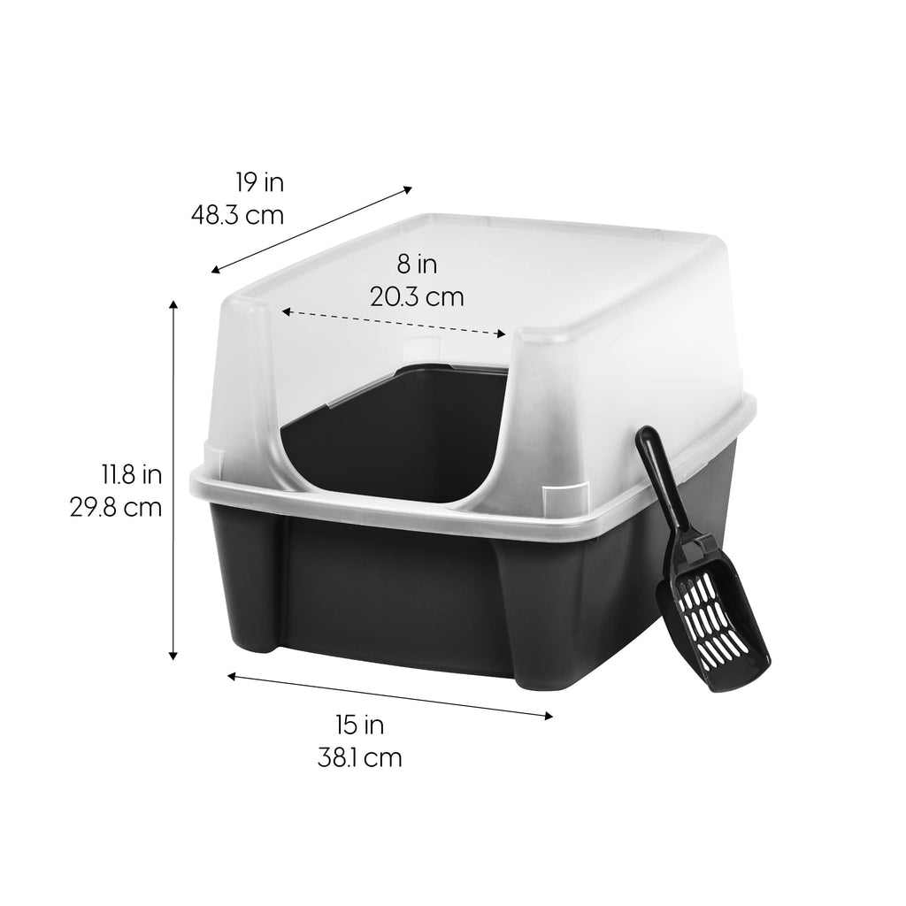 High Sided Cat Litter Box with Scatter Shield, Black A1562