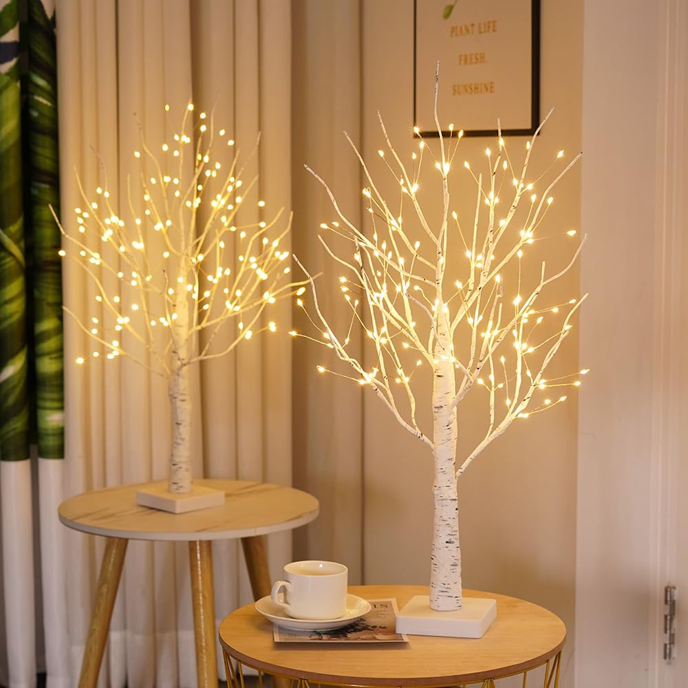 24" 2FT White Birch Tree with 144 LED Lights O611