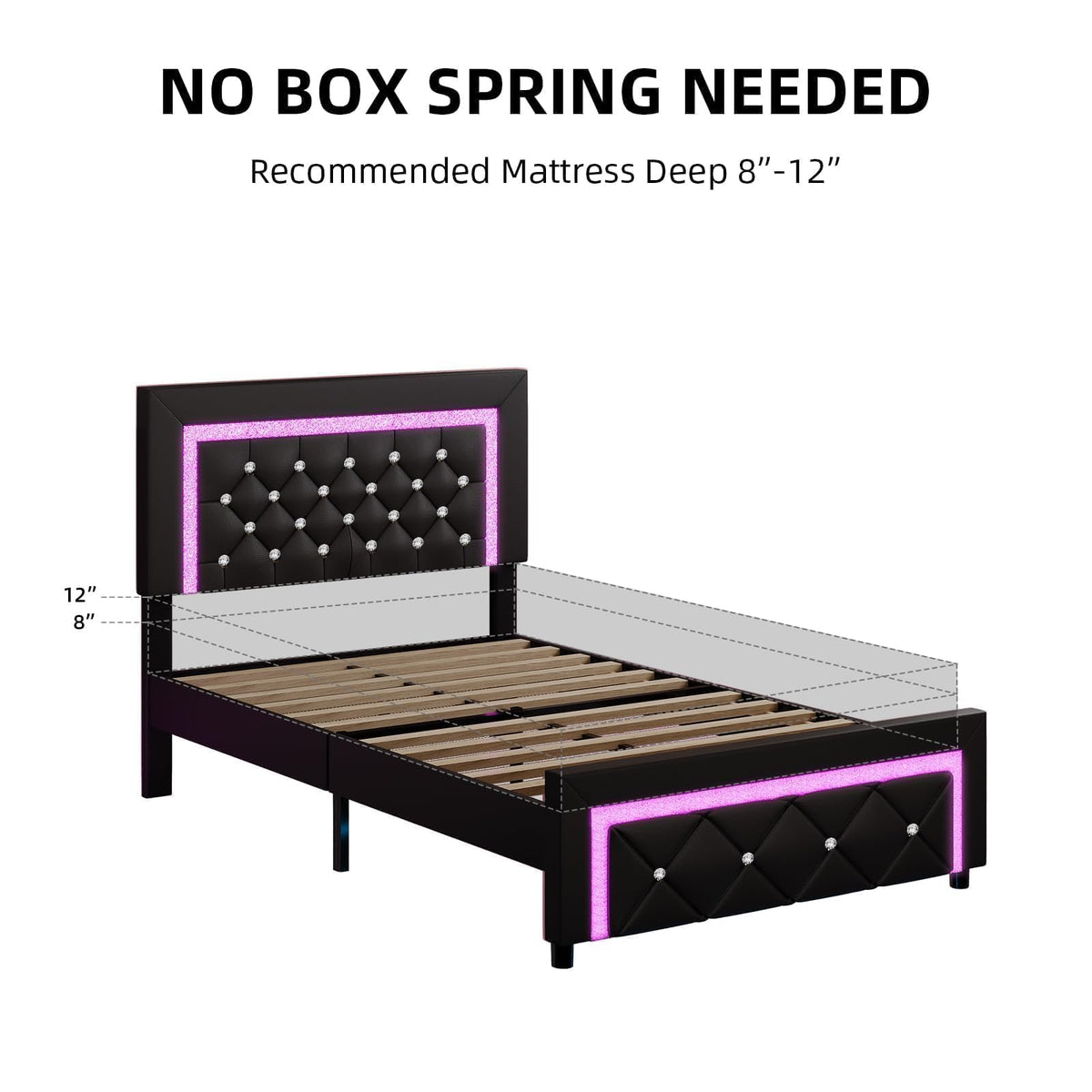 Twin Bed Frame with LED Lights K470