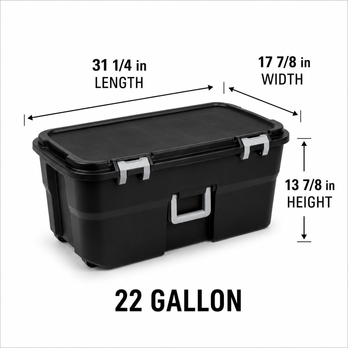 22 Gallon Black Plastic Wheeled Storage Trunk N565