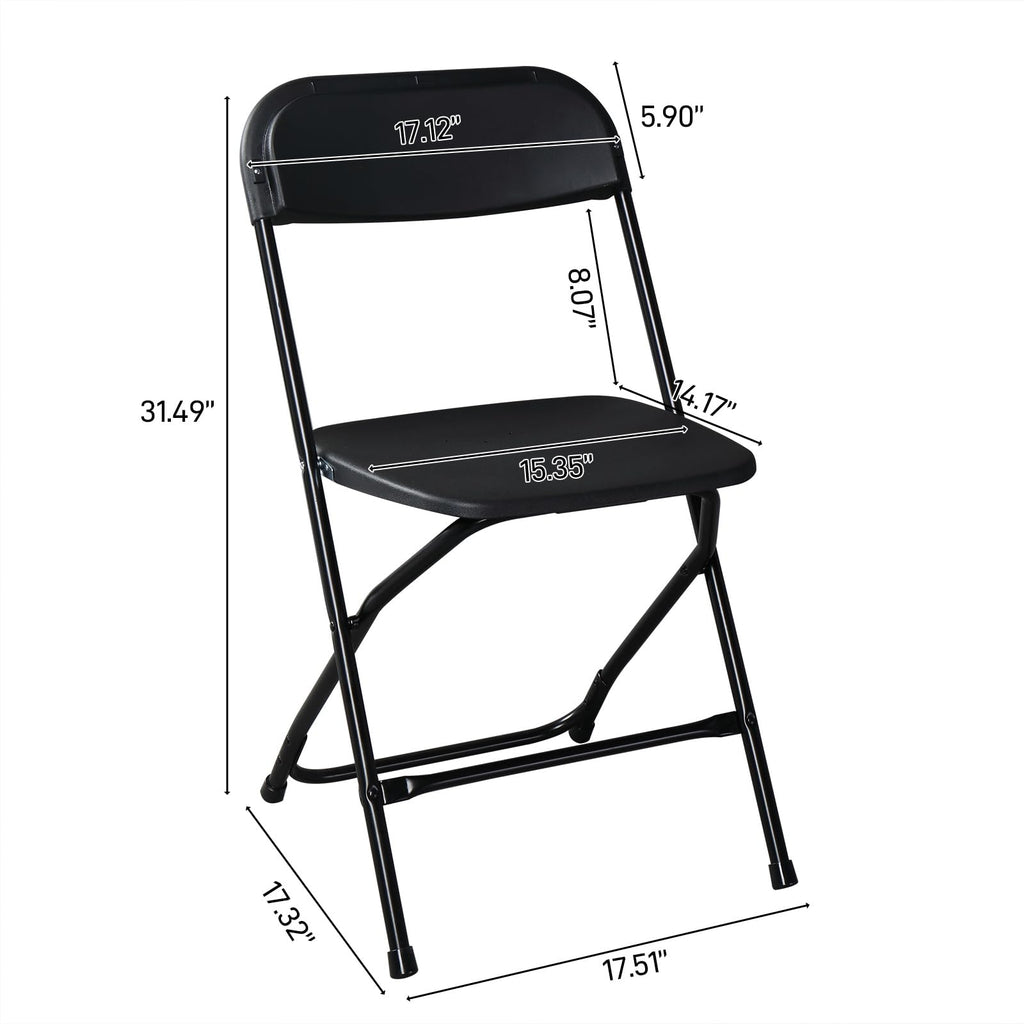 10 Pack Black Stackable Plastic Folding Chairs with Metal Legs A1631