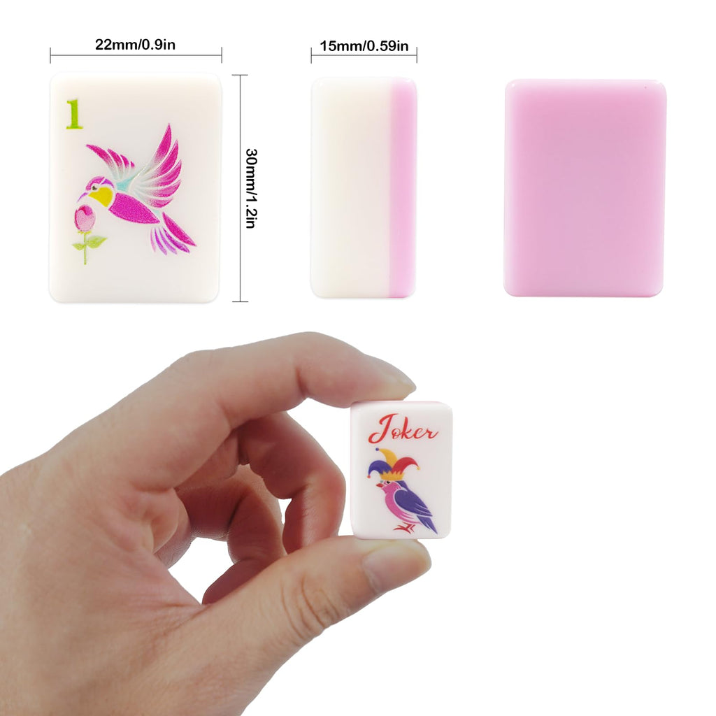 1.2” American Mahjong Set 168 Pink Floral Melamine Tiles U499