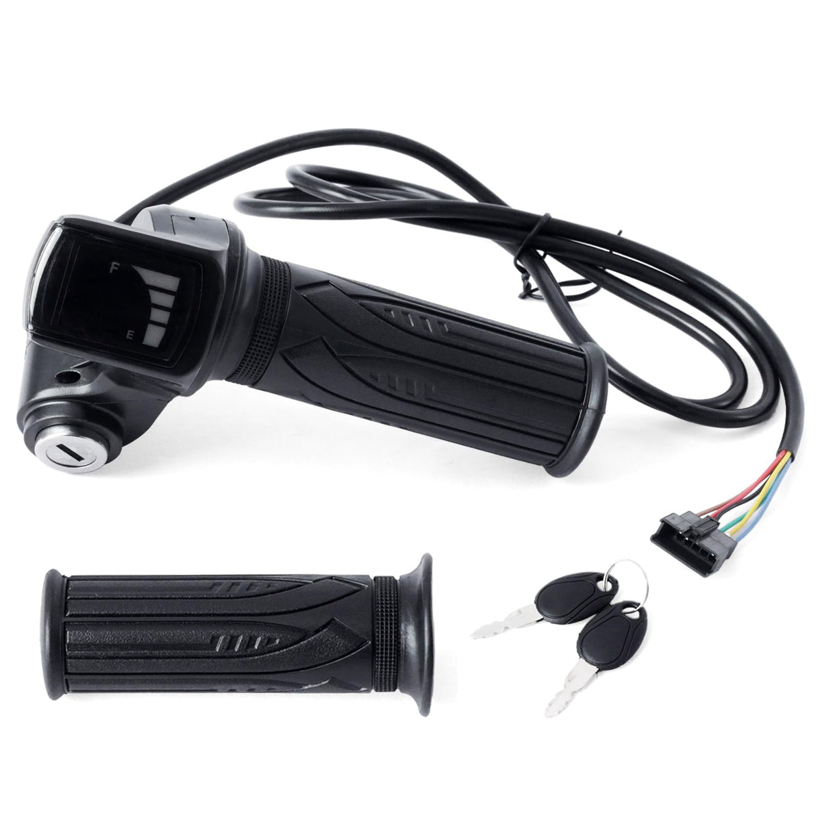 36V E-Scooter Throttle Replacement with Display Light Switch Lock 2 Keys Twist Accelerator Handle Grip 6-Pin Z836131