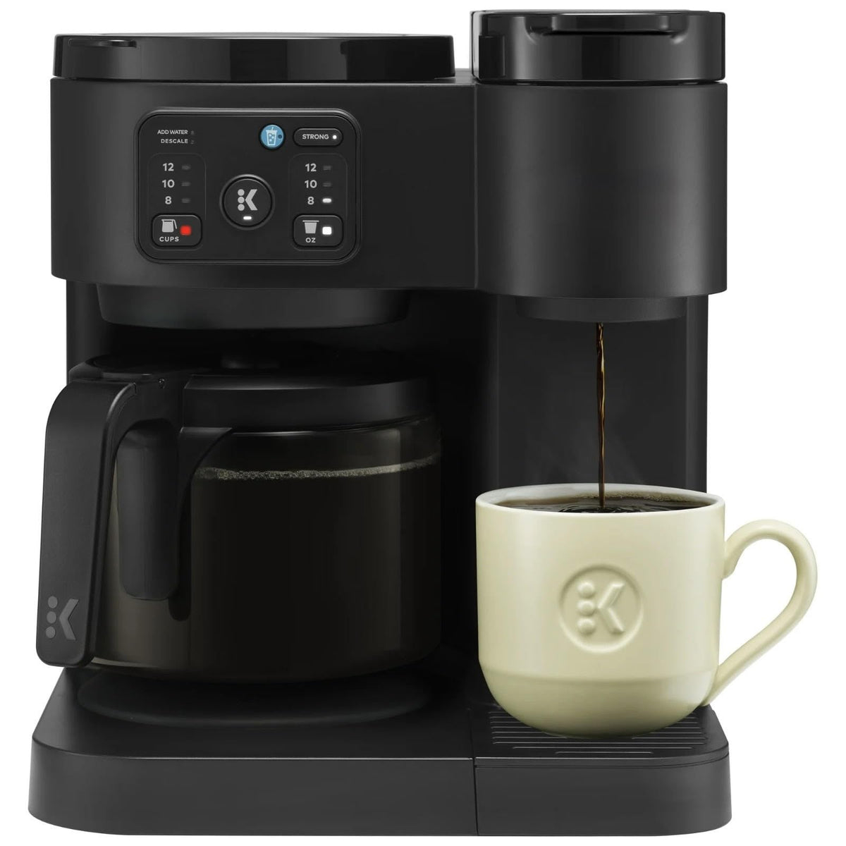 Single-Serve Pod Coffee Maker & Carafe, 72 Oz Reservoir, Black U74691