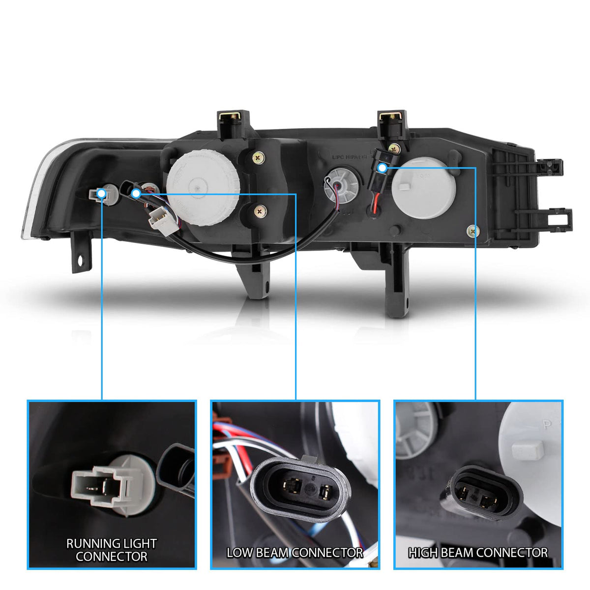 Black Replacement Projector Headlights Set H672
