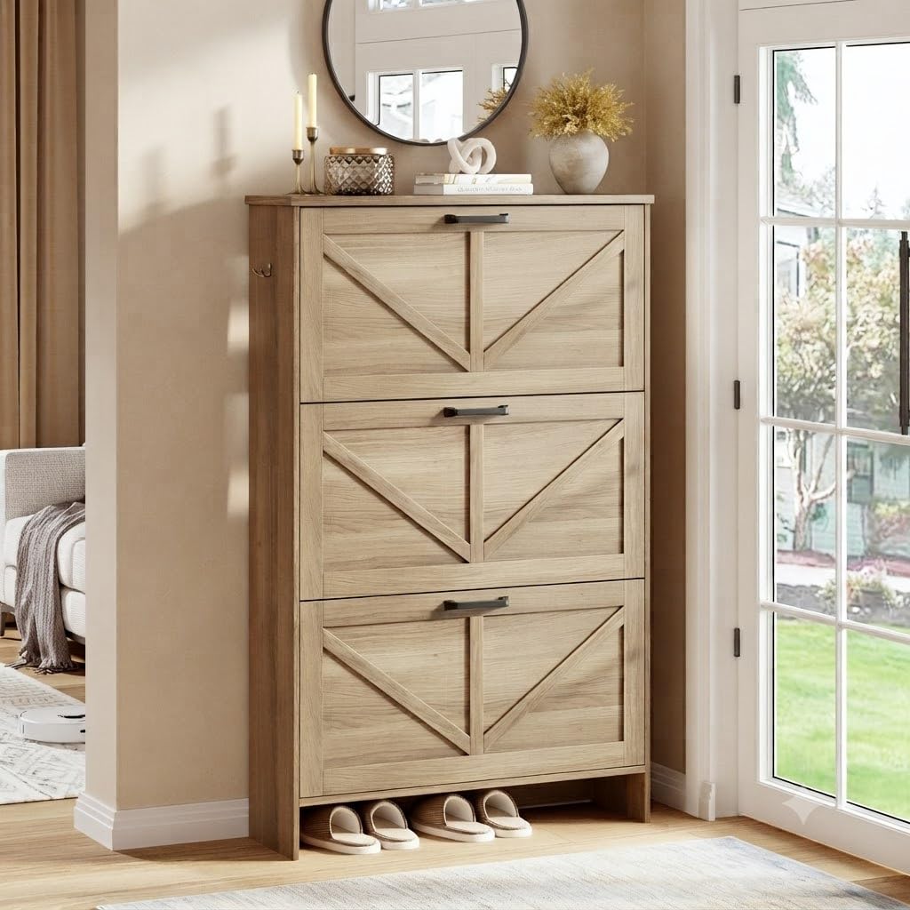 3 Drawer Shoe Storage Tower with Adjustable Shelving N43688