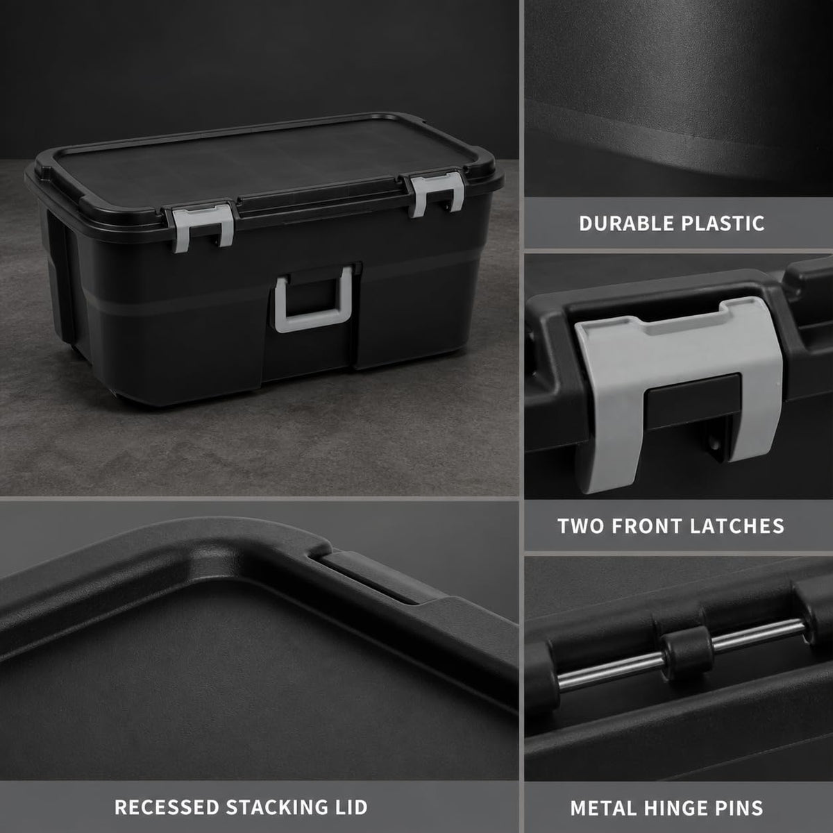 22 Gallon Black Plastic Wheeled Storage Trunk N565