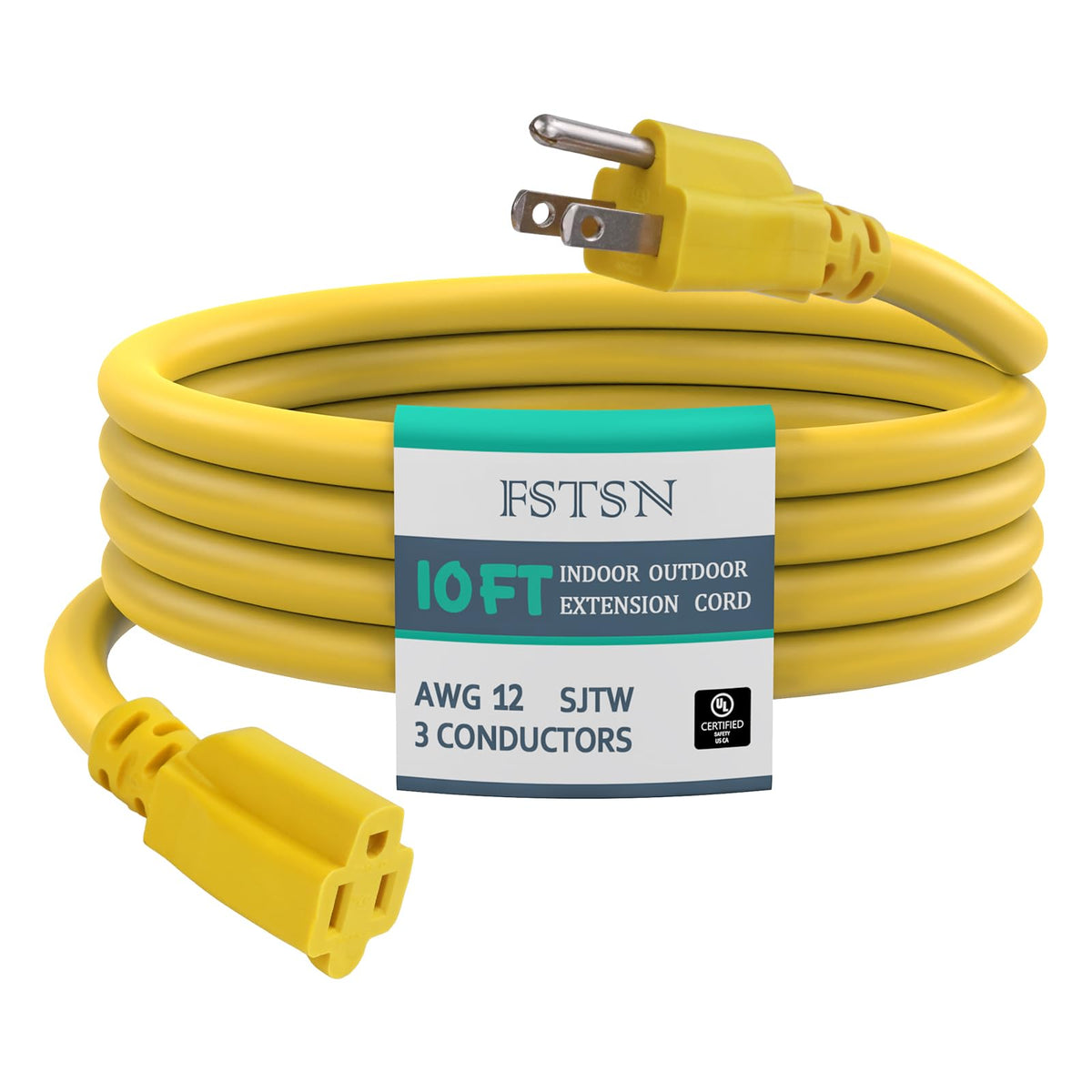 10 ft 12 Gauge 3 Prong Waterproof Heavy Duty Outdoor Extension Cord U3379