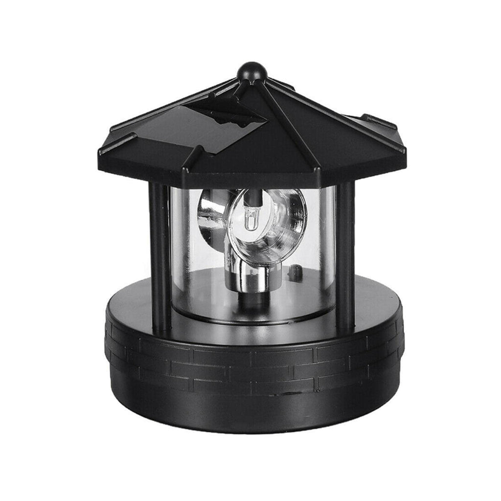 4.33inch LED Solar Powered Lighthouse IP44 Waterproof 360 Degree Rotating Lamp Black K99885