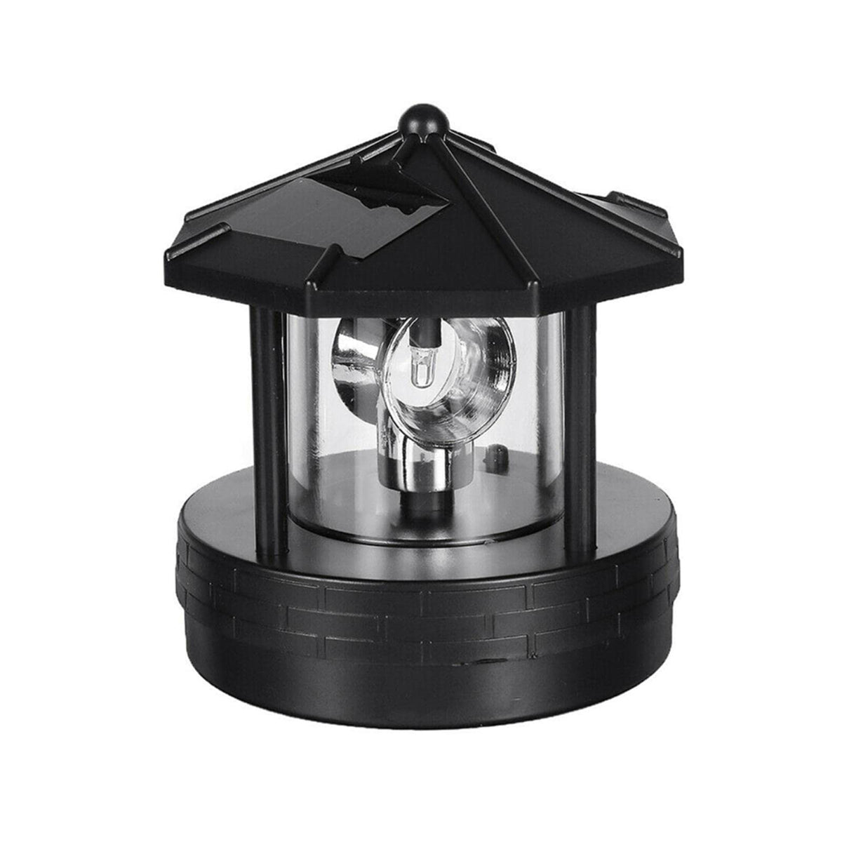 4.33inch LED Solar Powered Lighthouse IP44 Waterproof 360 Degree Rotating Lamp Black K99885