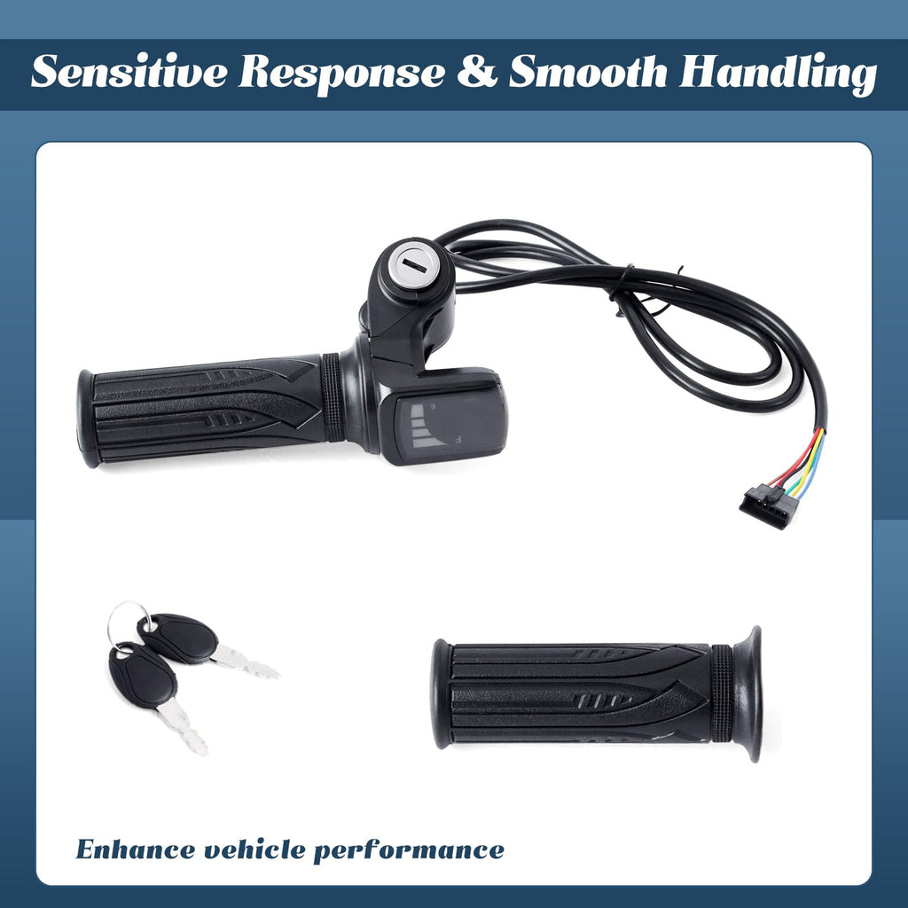 36V E-Scooter Throttle Replacement with Display Light Switch Lock 2 Keys Twist Accelerator Handle Grip 6-Pin Z836131
