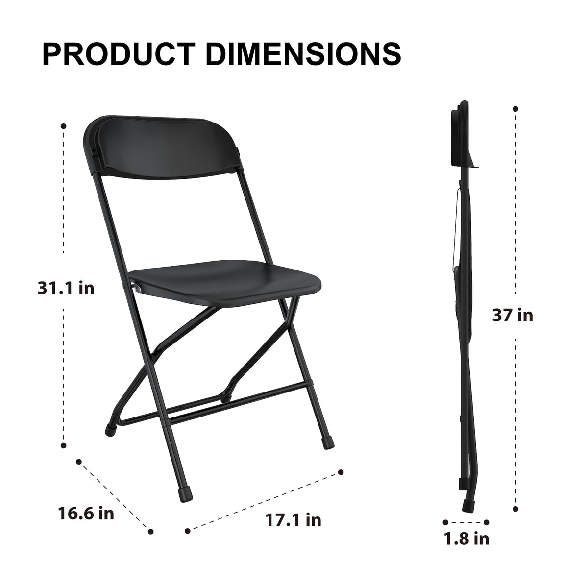 Black Folding Chairs 10 Pack H430756