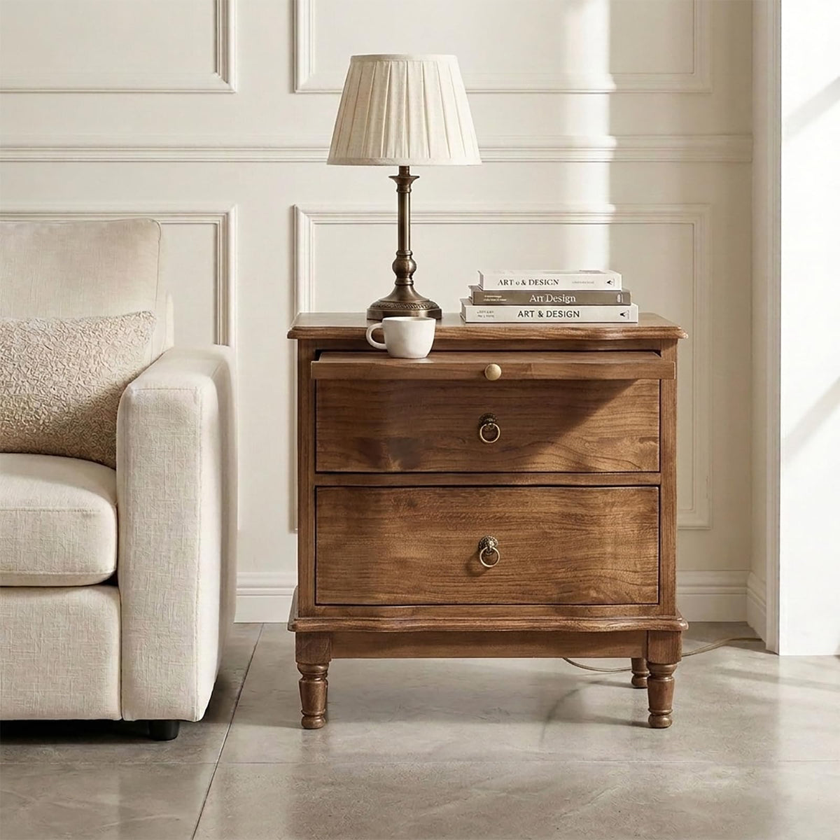2-Drawer End Table with Charging Station A144
