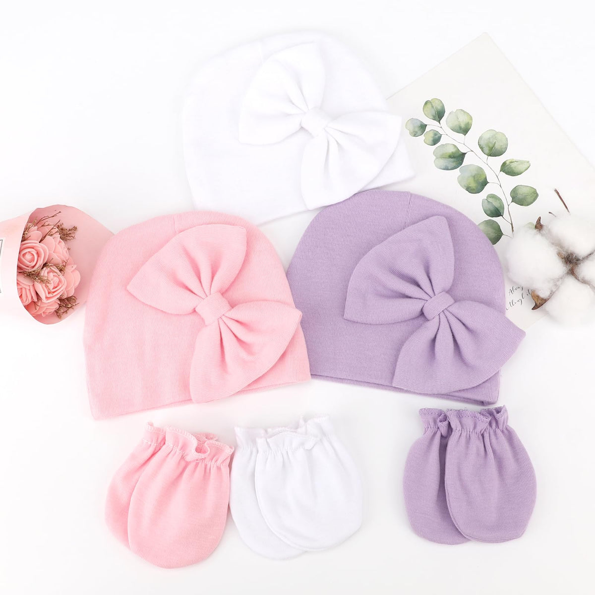 Newborn Baby Hats and Mittens Set E654