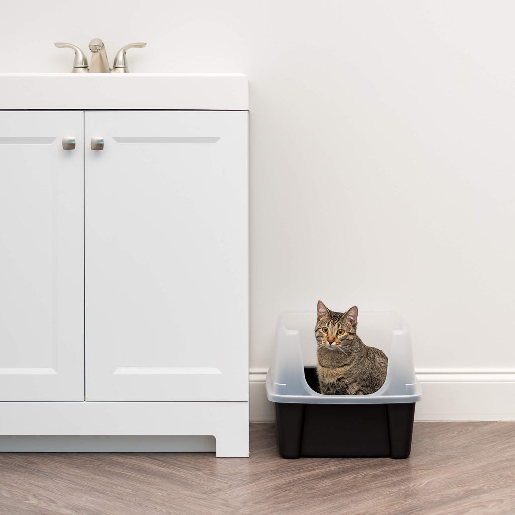High Sided Cat Litter Box with Scatter Shield, Black A1562