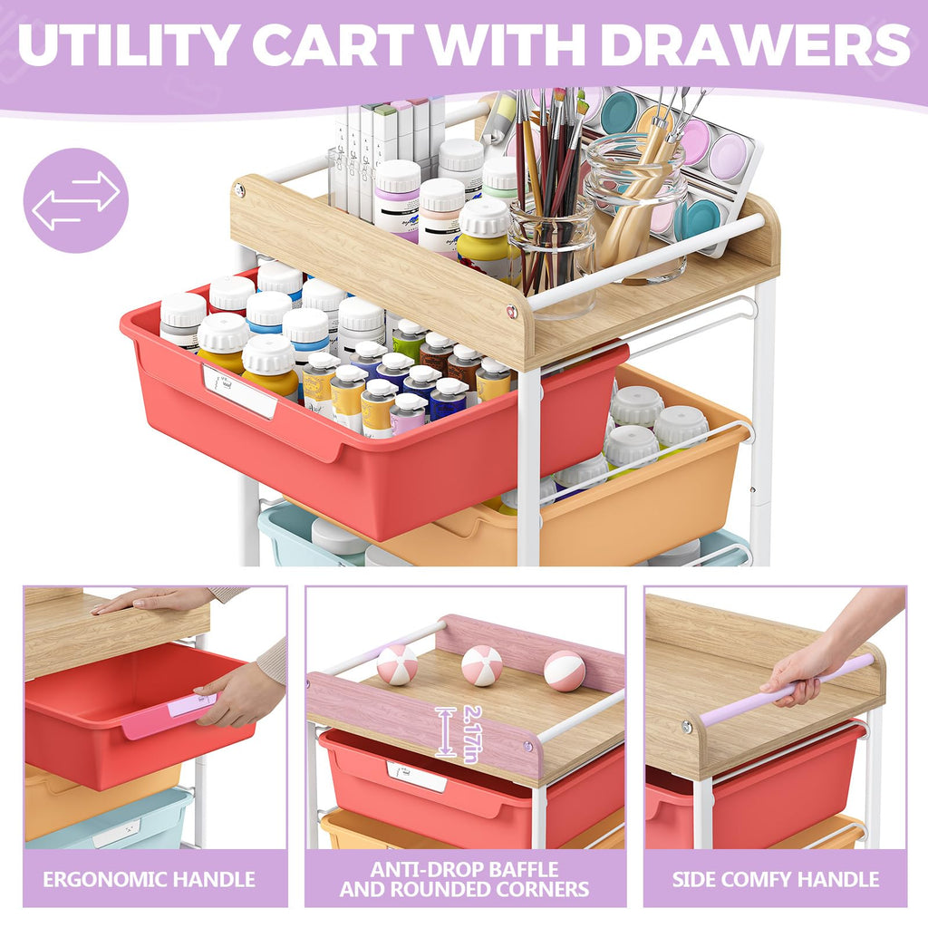 Utility Storage Cart with Drawer E9644