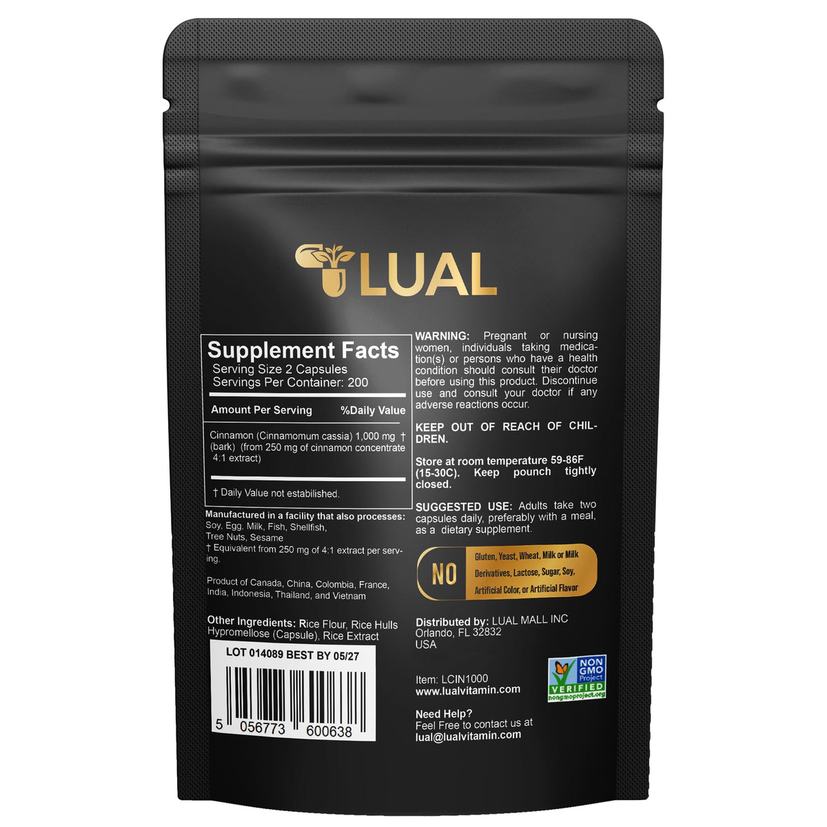 Cinnamon Supplement 1000mg 400 Vegetarian Capsules H98085