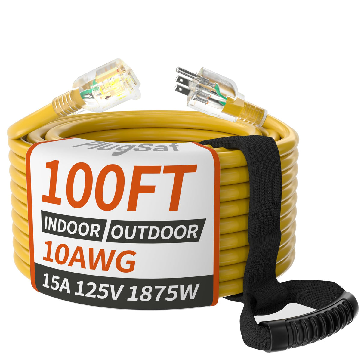 100ft 10 Gauge Waterproof Outdoor Extension Cord Yellow L78059