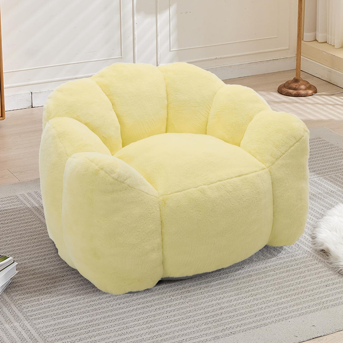 Faux Fur Bean Bag Sofa with Memory Foam E4263