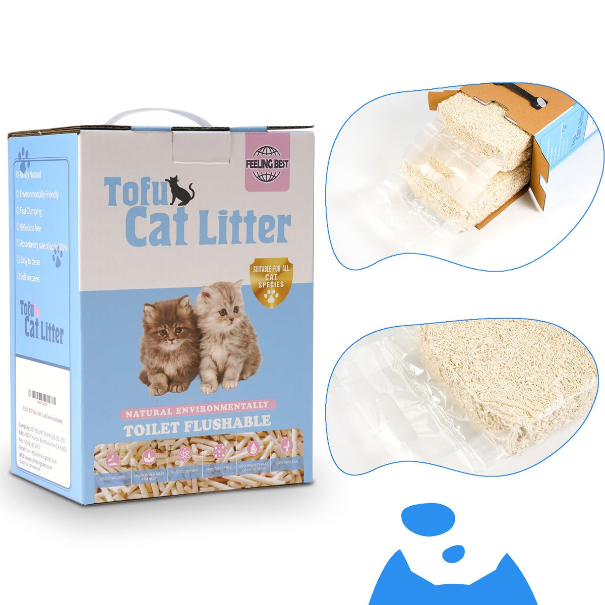 Tofu Cat Litter Fast Clumping Unscented 11.2lb D889315