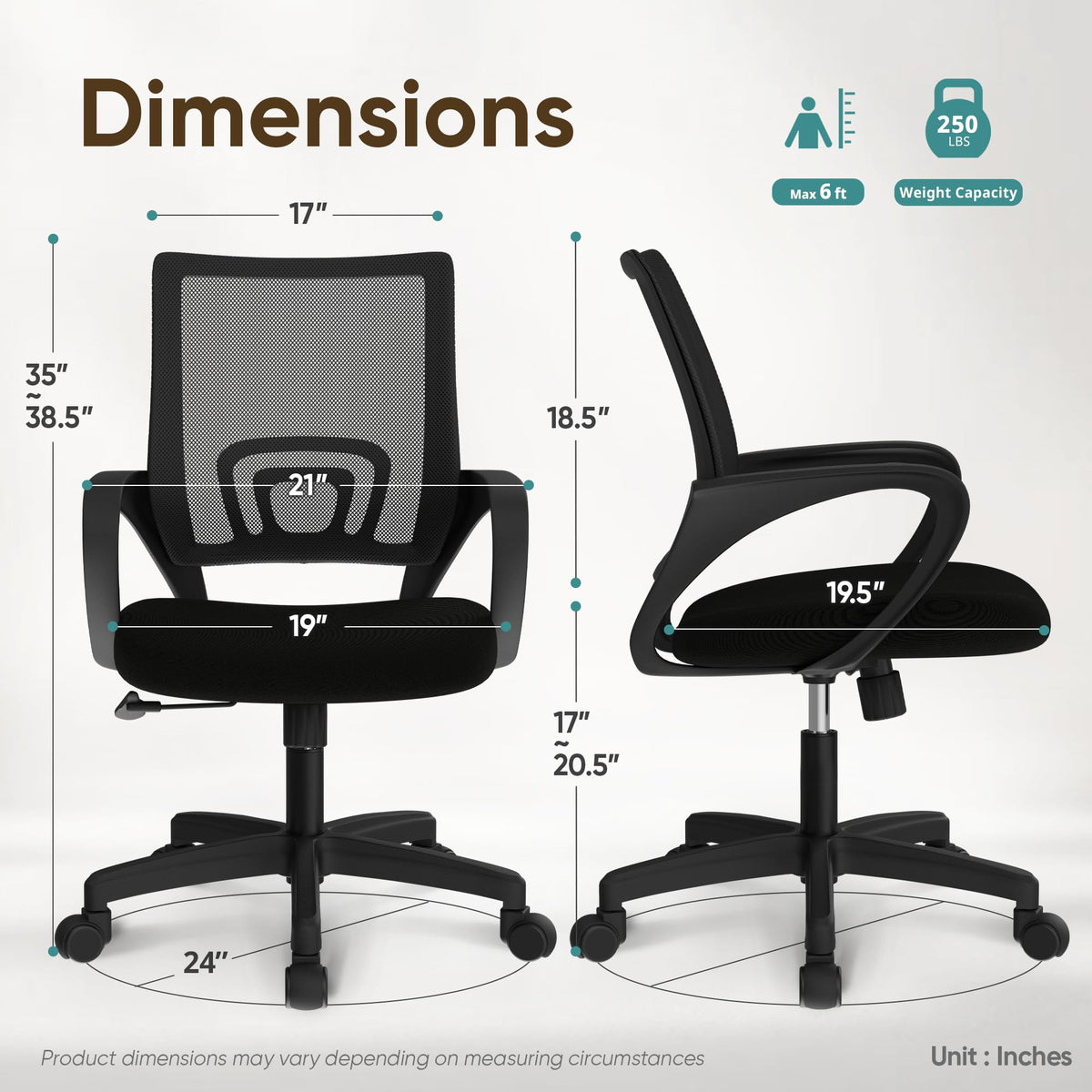Mid Back Ergonomic Mesh Office Chair B1764