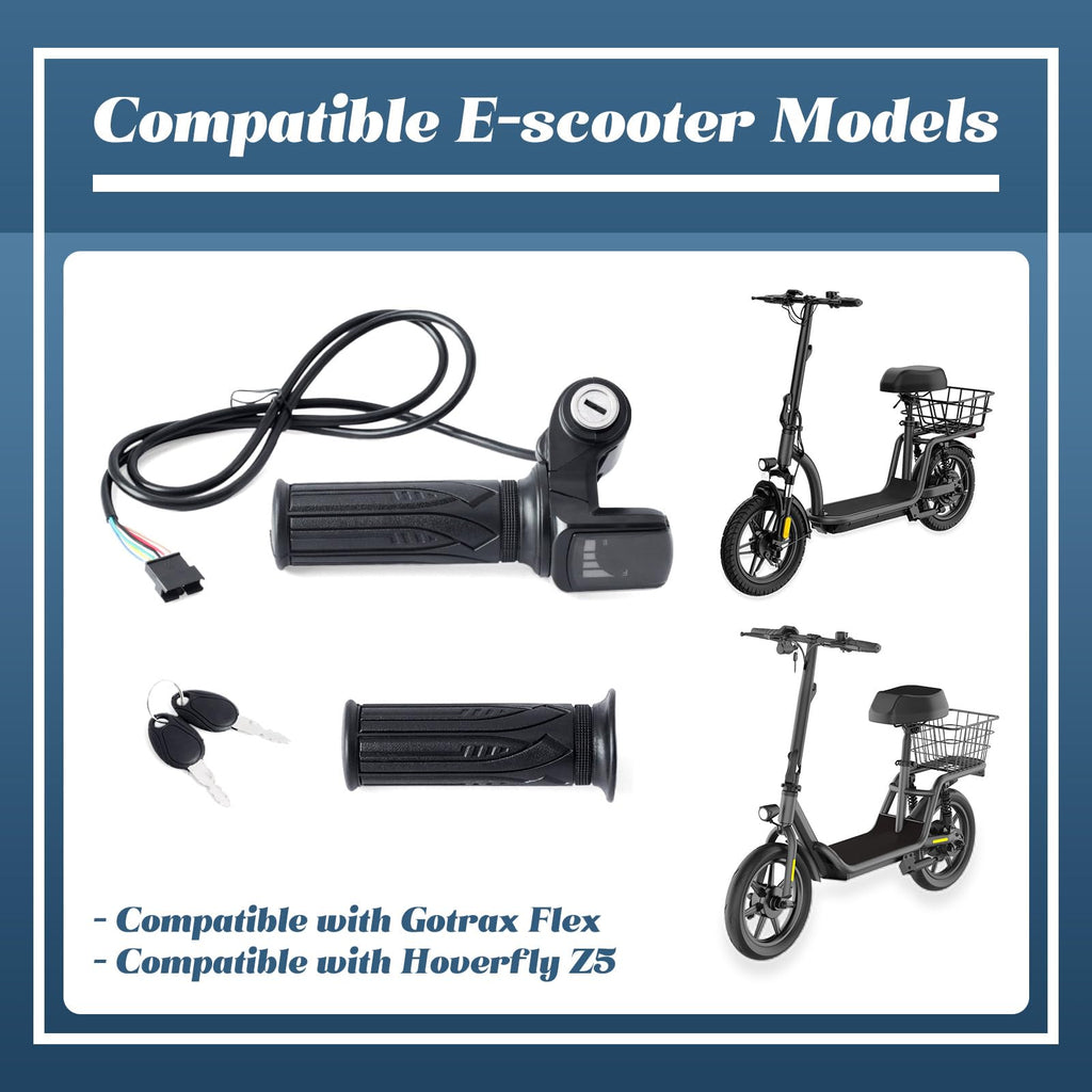 36V E-Scooter Throttle Replacement with Display Light Switch Lock 2 Keys Twist Accelerator Handle Grip 6-Pin Z836131