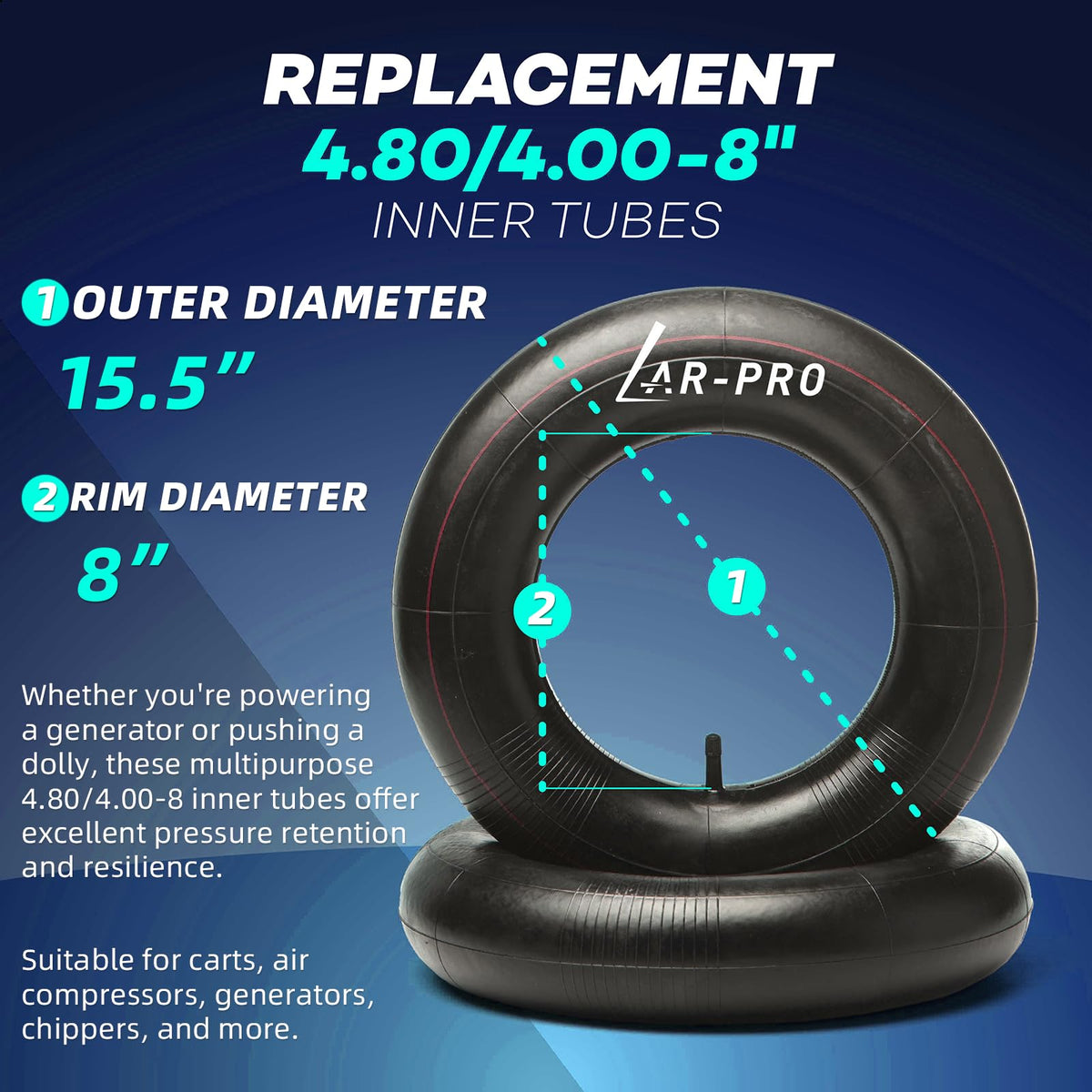 4.80/4.00-8" Heavy Duty Inner Tube with TR-13 Straight Valve Stem (1-Pack) H6530