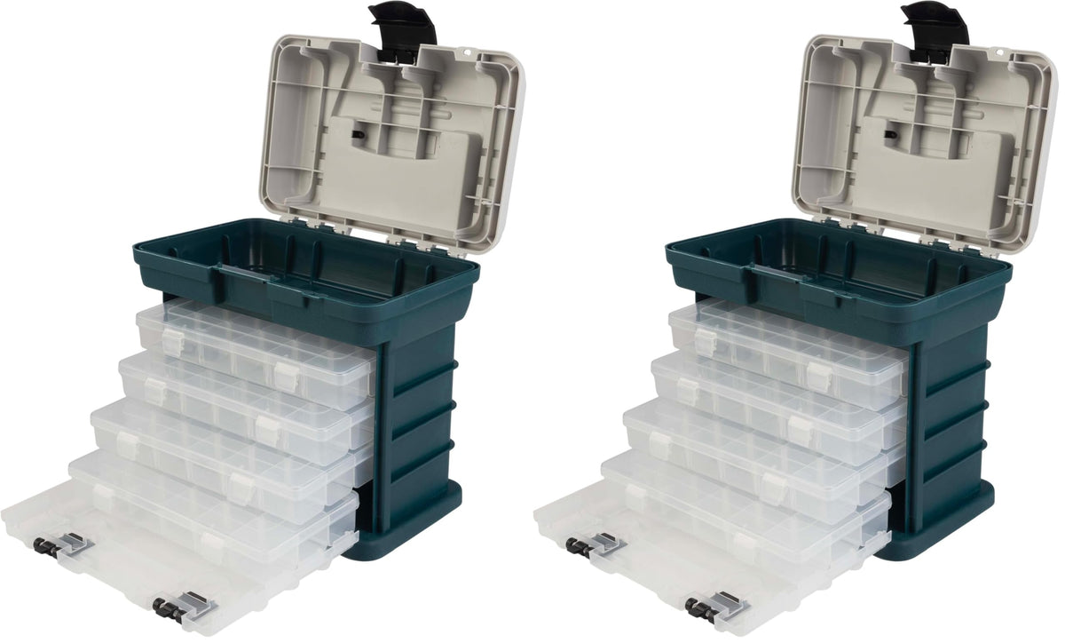 Portable Tool Box Small Parts Organizer with Drawers and Customizable Compartments Gray Pack of 2 F2416