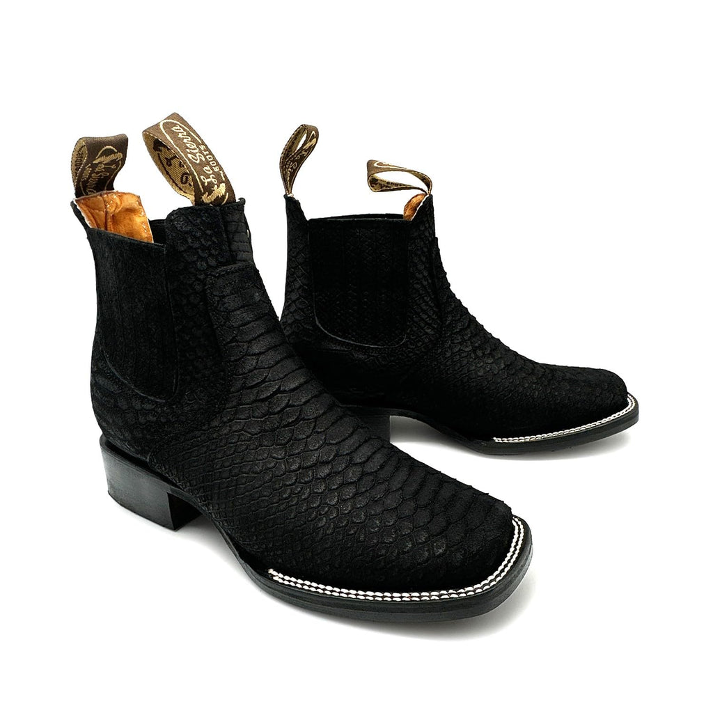 Men’s Genuine Leather Square Toe Ankle Cowboy Boot D622