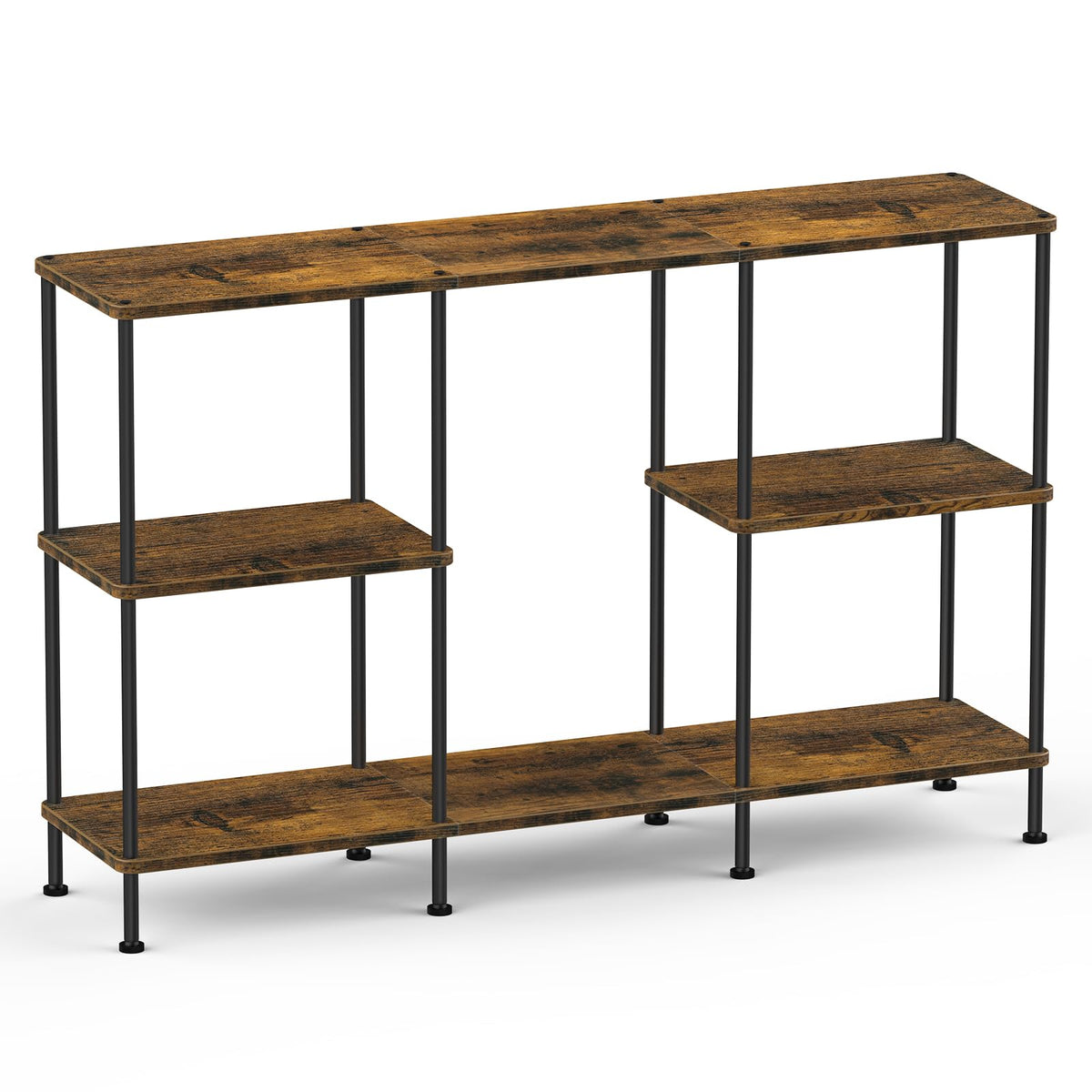 Brown 3 Tier Wood TV Stand with Storage Shelf N198298