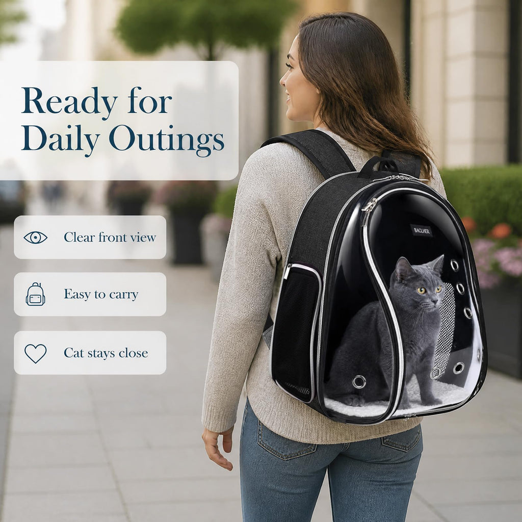 Cat Carrier Backpack Bubble 18 Lbs Black W7926